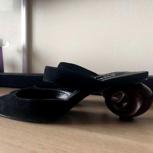 Mango Mules with Statement Wooden Ball Heel